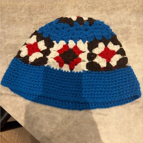 Handmade Crochet Beanie Blue Granny Square Hat - Picture 2 of 2